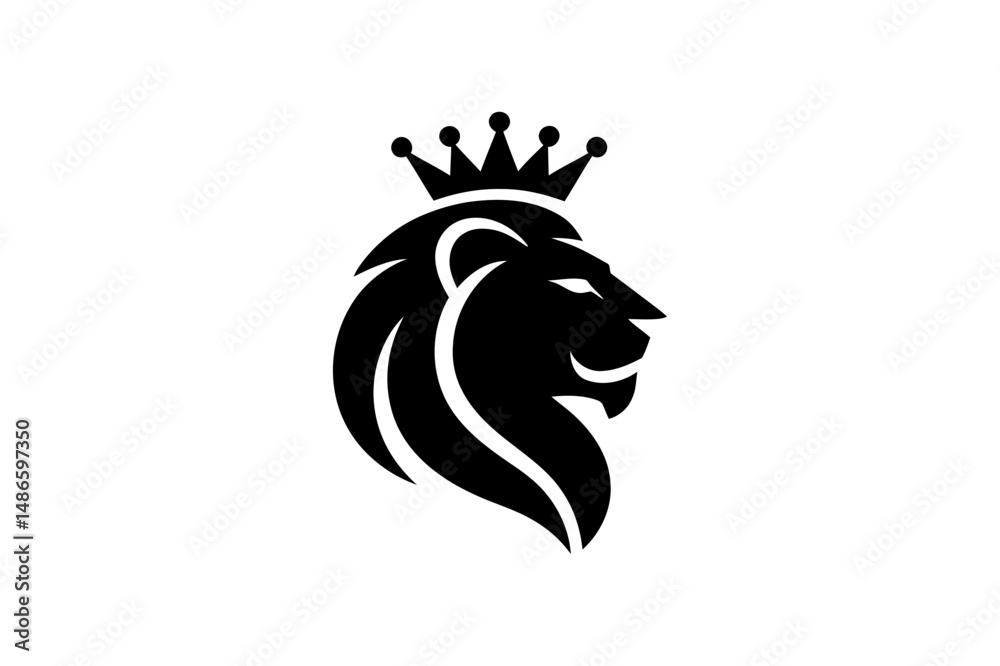 Fototapeta premium Lion head with crown logo design vector illustration
