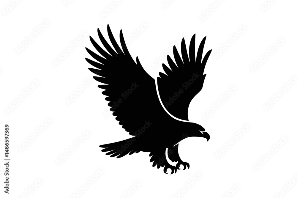 Obraz premium Black eagle flying silhouette vector illustration