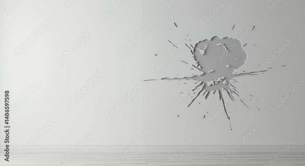 Wall Splatter Damage Cracks Isolated On White Screen Background For Creative Use