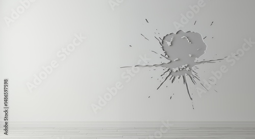 Obraz na płótnie Wall Splatter Damage Cracks Isolated On White Screen Background For Creative Use w salonie