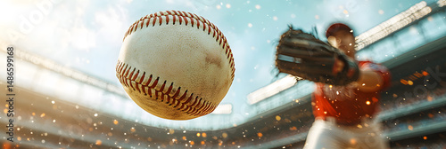  a baseball flying through the air toward the viewer, full of motion blur and speed lines