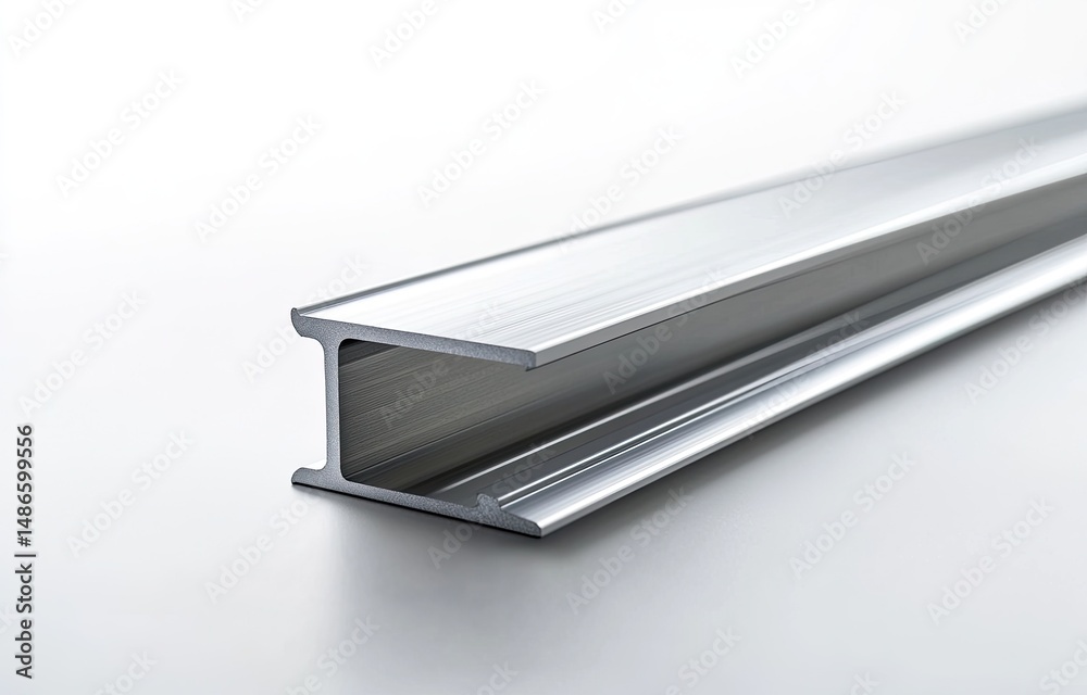 Metal I-beam profile. High-quality, polished steel beam Metal I-beam profile. High-quality, polished steel beam