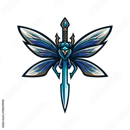 Unique vector esports logo featuring a stylized insect with a sword, perfect for gaming teams and tournaments