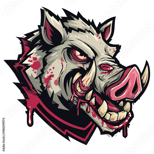 Design featuring a fierce boar mascot representing a competitive esports team with vibrant colors and sharp details