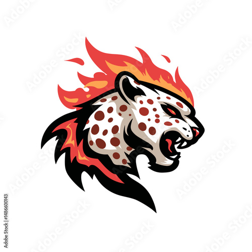 Dynamic esports logo featuring a fierce leopard with flames and distinctive spots