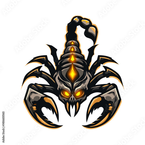 Vector esports logo featuring a fierce scorpion design with sharp claws and glowing details for competitive gaming platforms