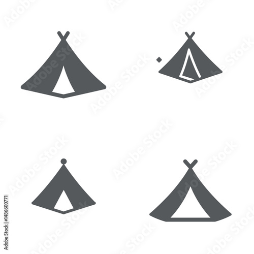 Tent icons, vector icons, simple shapes, icon sheet