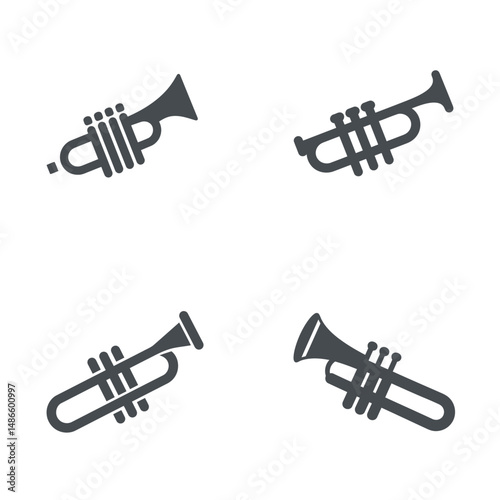 Trumpet icons, vector icons, simple shapes, icon sheet
