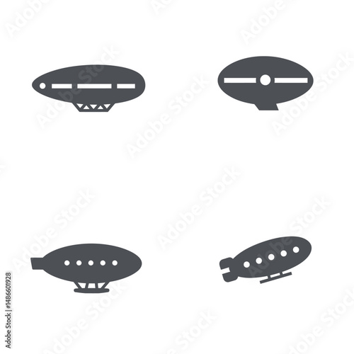 Zeppelin icons, vector icons, simple shapes, icon sheet
