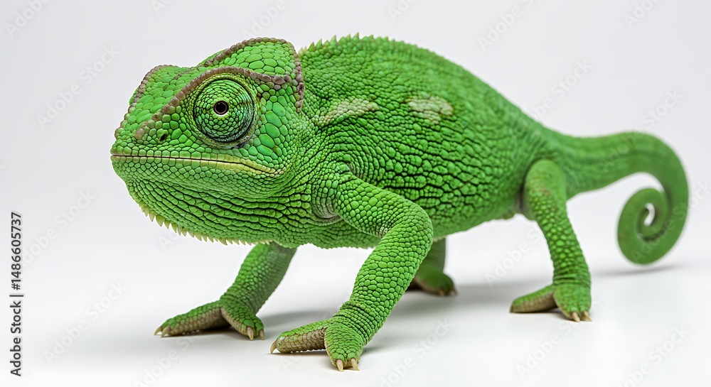 Obraz premium Green chameleon lizard reptile animal wildlife nature exotic pet chameleonidae color camouflage skin texture