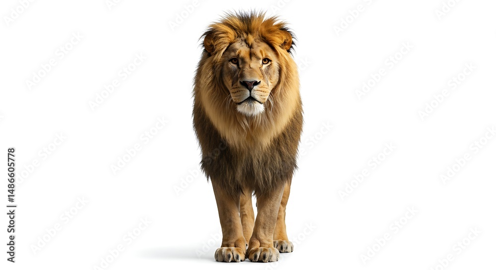 Obraz premium Majestic lion portrait isolated king of beasts feline predator wildlife animal big cat carnivore mammal africa zoo