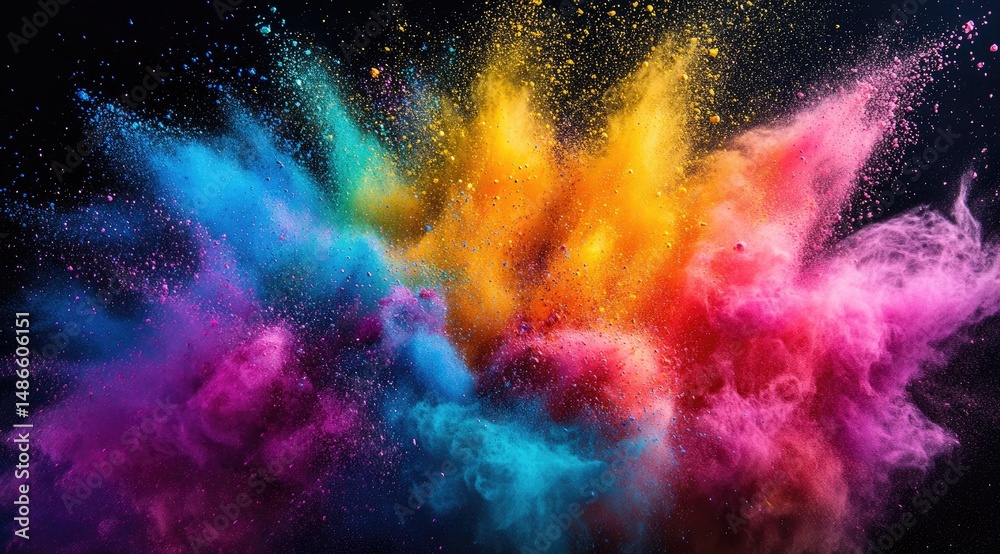 custom made wallpaper toronto digitalColorful powder explosion against black background (4)