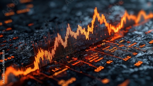 A vibrant, upward-trending growth chart dominates a dynamic financial landscape, its needle soaring towards the horizon, symbolizing the boundless potential of success and economic prosperity 