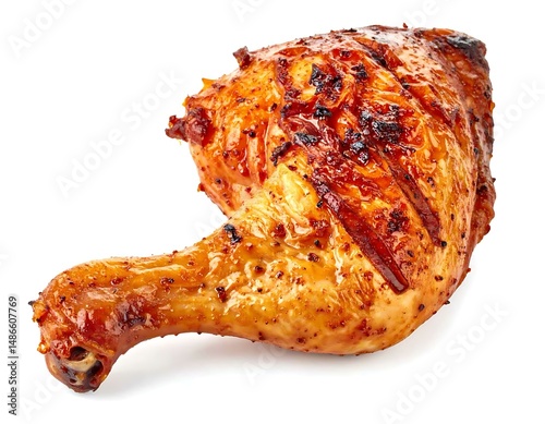Delicious Grilled Chicken Leg Quarter, Roasted, Brown, Savory, Flavorful, Juicy