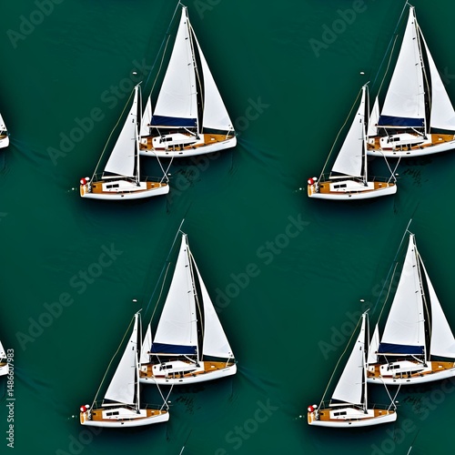 sailboats drifting in nautical symmetry