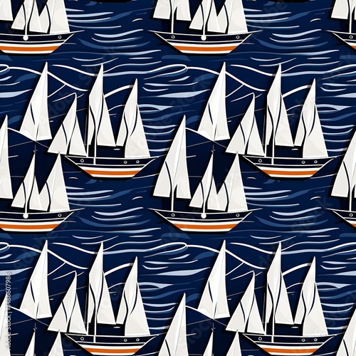 sailboats drifting in nautical symmetry