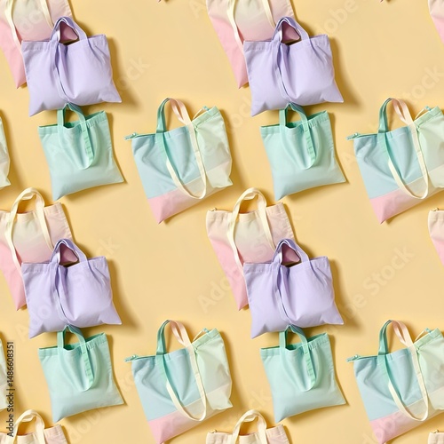 reusable fabric bags in pastel palette