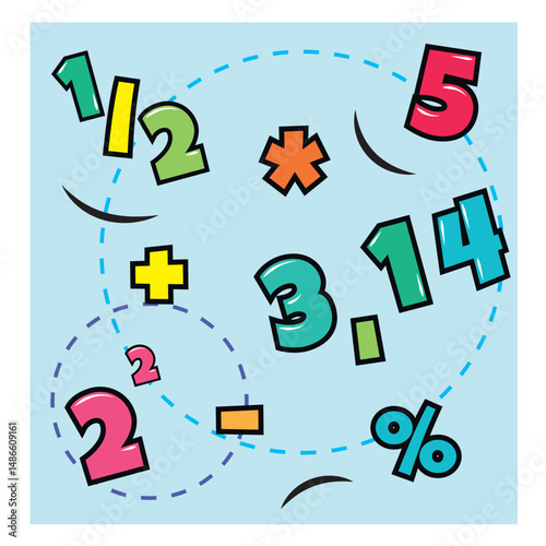 Math symbols and numbers. Vector