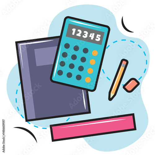 School math supplies. Vector