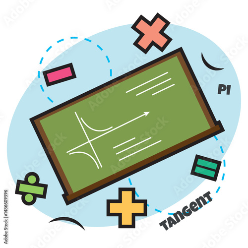 Green math chalkboard. Vector