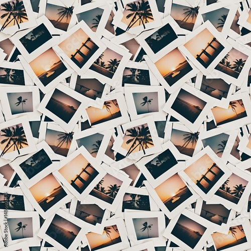 photographic polaroids scattered in a grid