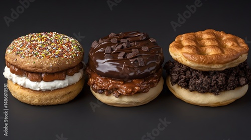 Delicious Gourmet Dessert Sandwiches Chocolate Sprinkles Waffle
