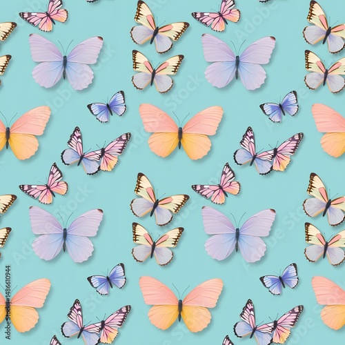 pastel butterflies flying in symmetry