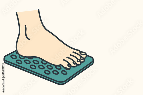Foot resting on reflexology mat with textured surface for relaxation  