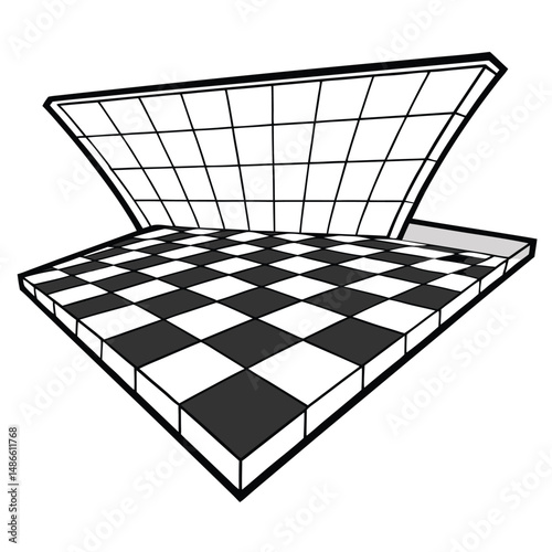 Folding Chessboard: Portable Travel Chess Set - Compact Design Coloring Page