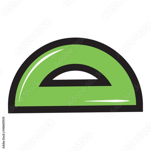 Green protractor cartoon style. Vector