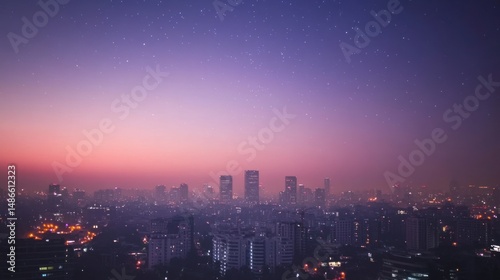 Wallpaper Mural City skyline at twilight with stars aerial view Torontodigital.ca