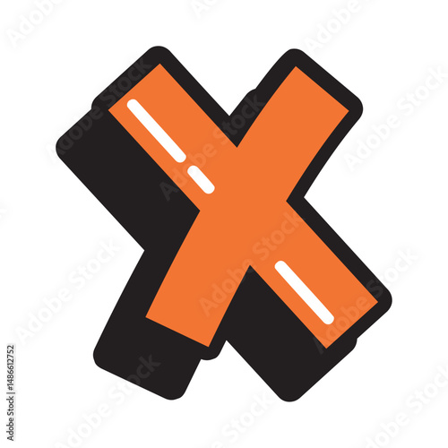 Orange multiply cartoon sign. Vector