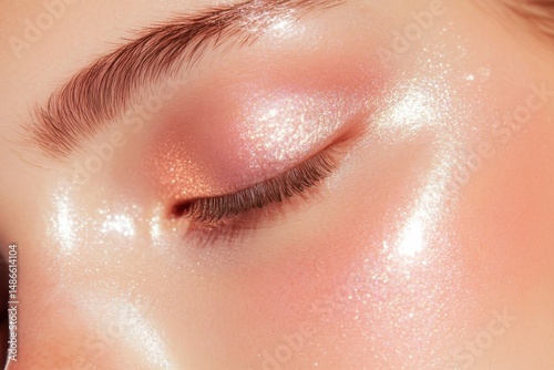 Radiant glowy makeup trend with shimmering style for beauty inspiration