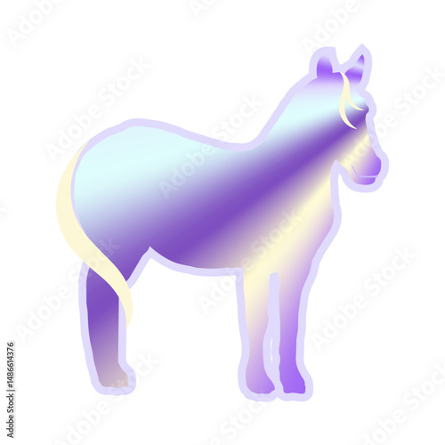 Cute Purple Unicorn Color Horse Illustration in Isolated on White Background