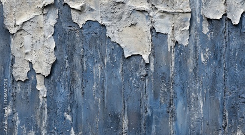 Weathered blue surface with peeling paint