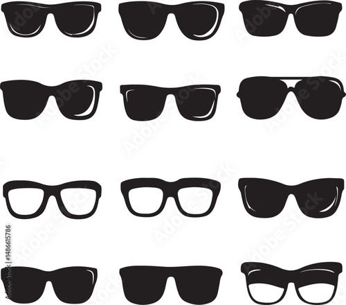 Sunglasses Collection Vector Art: Fashionable Eyewear Styles Set