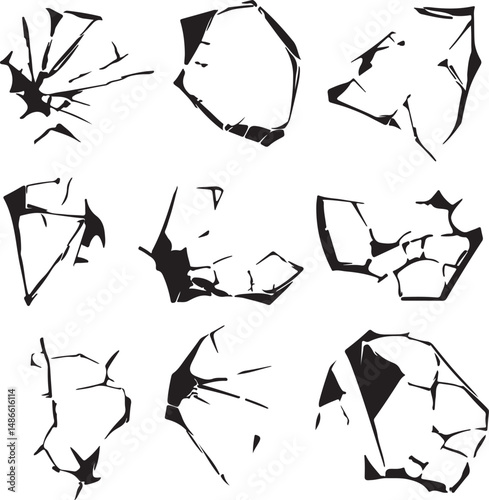 Broken Glass Shards Vector Illustration Graphic Design Element Art