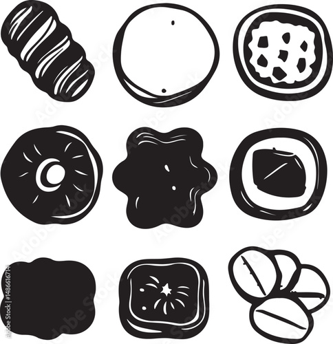 Black and White Hand Drawn Sweets and Candies Set