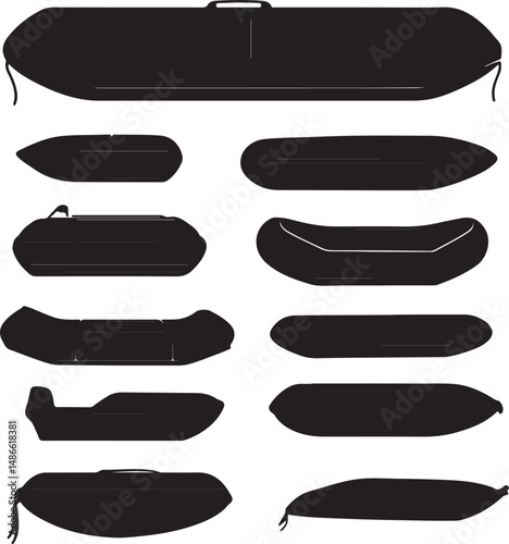 Inflatable Boat Silhouettes: Raft, Kayak, Dinghy Designs