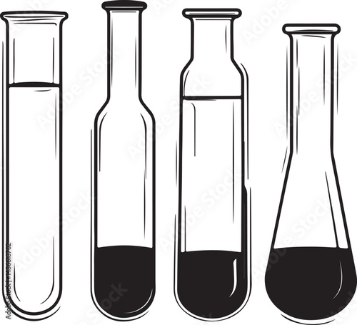Hand-Drawn Science Glassware: Test Tubes and Flask