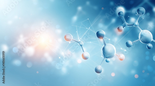 Abstract Molecular Background with Connections and Blue Tones