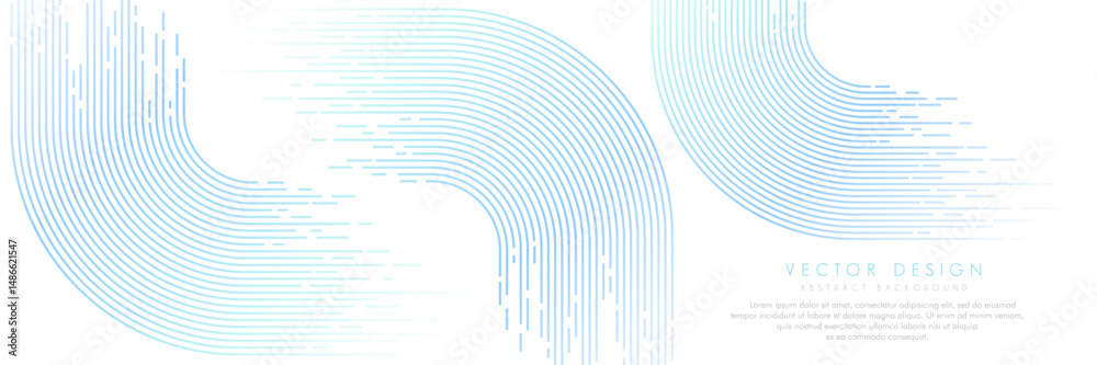 Abstract bright blue lines on white background. Modern geometric lines design. Futuristic technology concept. Horizontal banner template. Vector illustration
