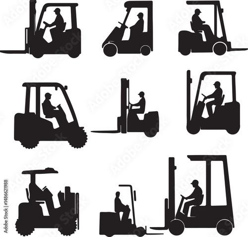 Silhouette Forklift Trucks: Industrial Equipment Collection