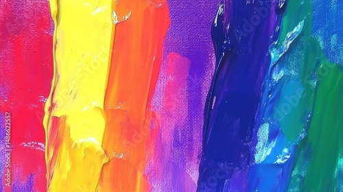Vibrant abstract painting displaying a spectrum of hues.