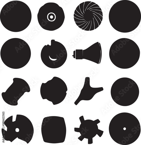 Black and White Silhouettes of Industrial Parts