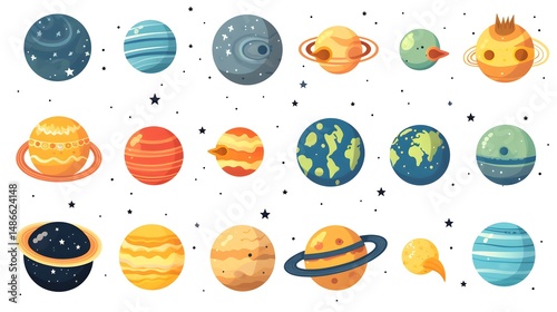 Collection of Various Planets and Space Objects Including Mars and Earth
