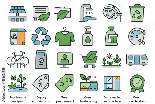 Explore sustainability concepts through visual symbols emphasizing eco-friendly actions and living in various urban environments
