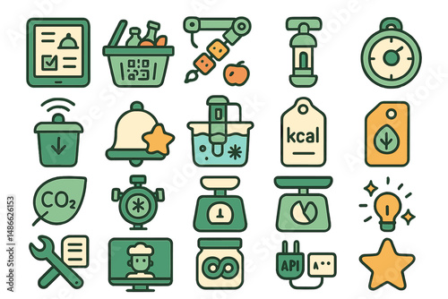 Symbols of sustainable living on a light background depicting various eco-friendly concepts and practices