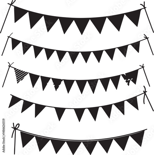 Black Triangle Bunting Banner Flags Clipart Set