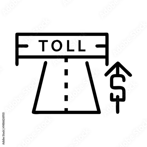 Toll road sign with dollar symbol indicating payment ahead  